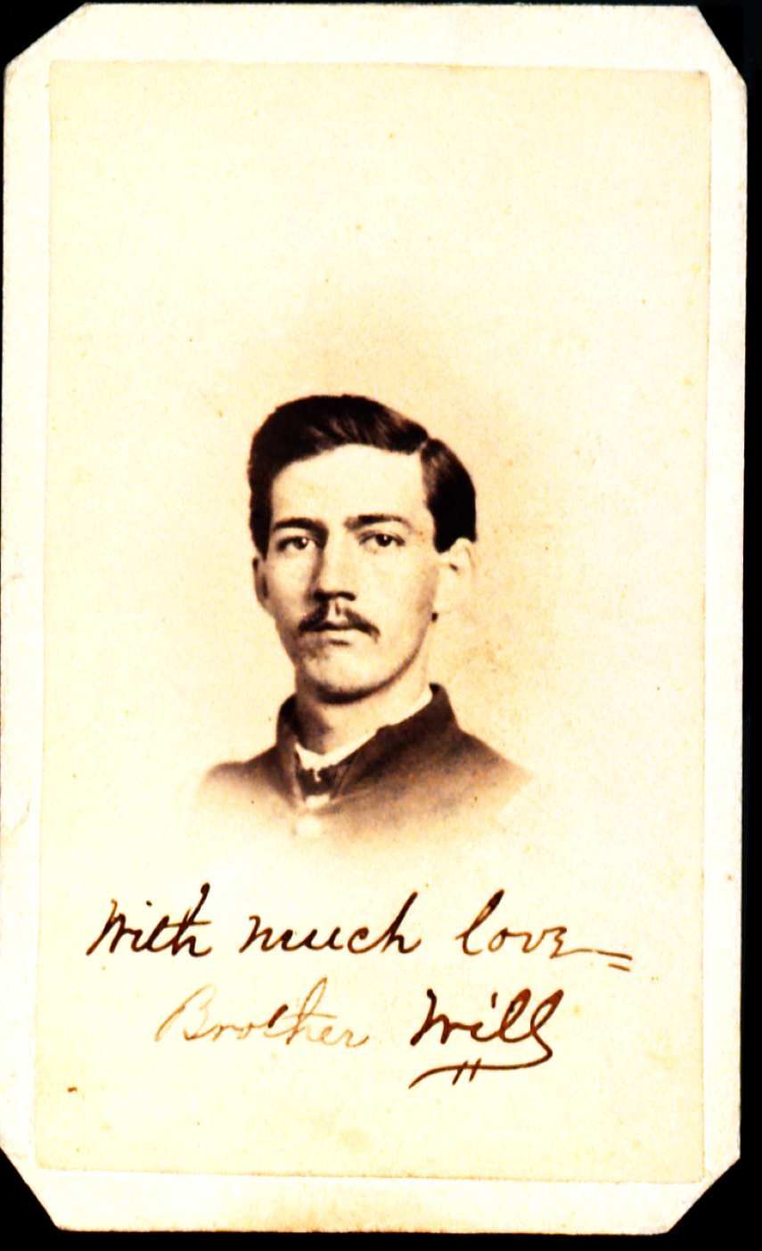 Portrait of William Black. He has dark hair and a dark colored moustache